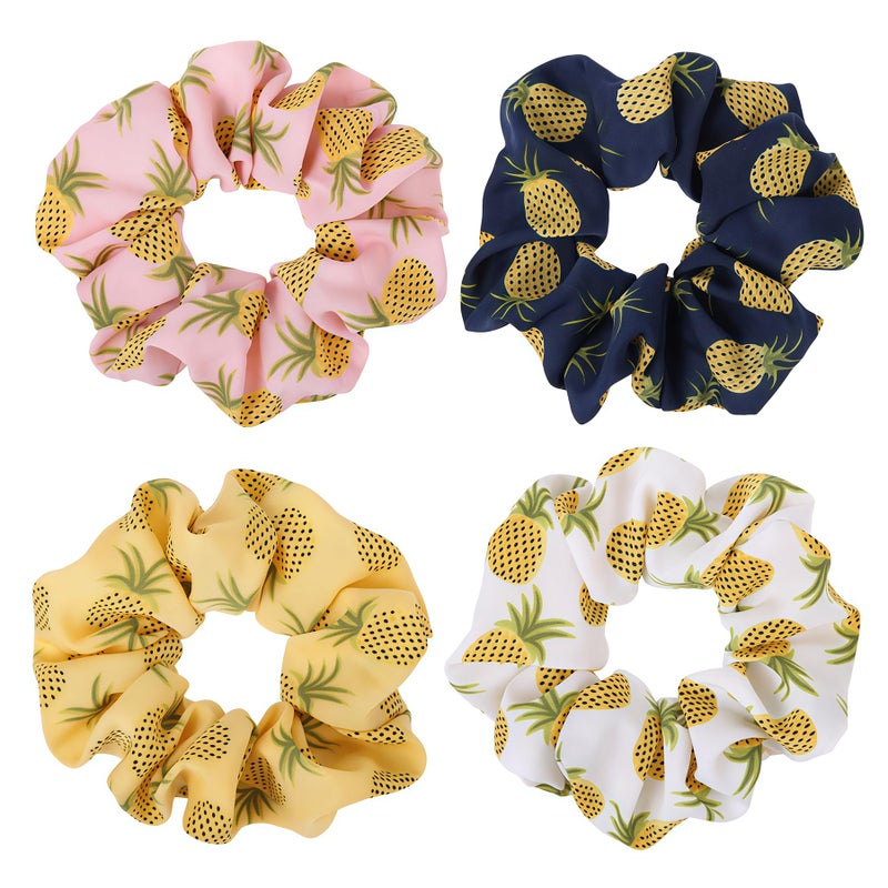 Elandy 8PCS Bright Color Hair Rope Pineapple Pattern Cute Hair Ties Scrunchies Satin Elastic Ponytail Holders Rubber Bands Soft Hair Bow Bobbles Headdress Hair Decorations Accessory Women Girl Daily Gift - Image 1